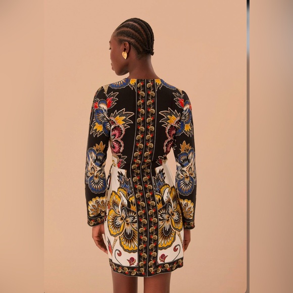 Farm Rio Black Maxi Floral Wrap Mini Dress - Picture 6 of 7